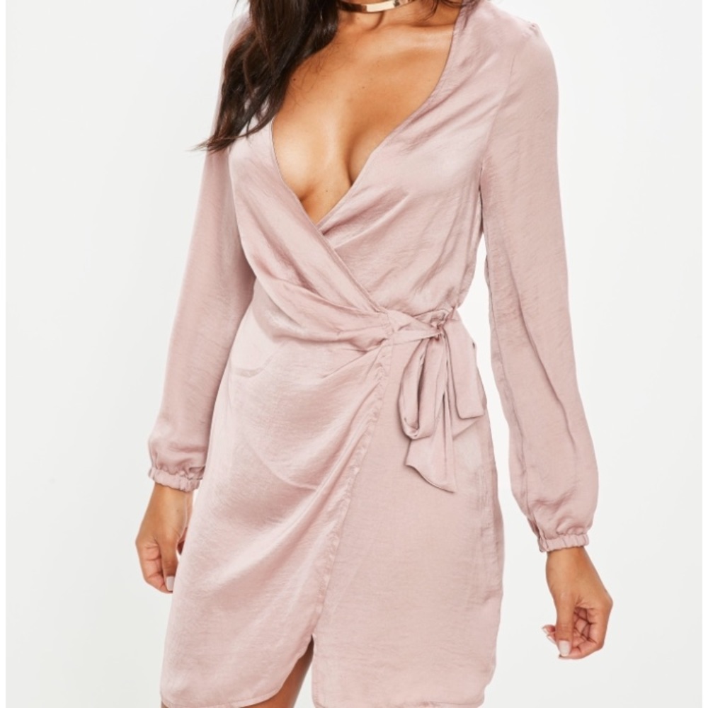 Asymmetrical Mauve Satin Dress